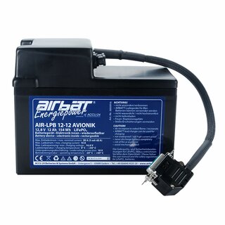 AIRBATT Energiepower AIR-LFP 1212-JS 12V 12Ah LiFePO4-Batterie mit Polabdeckung 15A & 25A Sicherungsautomat fr Avionik/Jet Jonker JS3