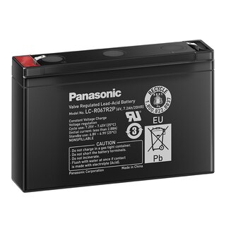 PANASONIC LC-R067R2P 6V 7,2Ah AGM Versorgerbatterie --> Alternative: 8000197 AIR-PB 6-7,2