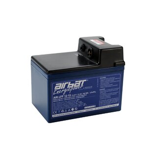 AIRBATT Energiepower LiFePO4 AIR-LFP 12-15 12,8V 15Ah Versorgungsbatterie Polabdeckung mit 10A-Sicherungsautomat und Bosch Einbaubuchse mittig