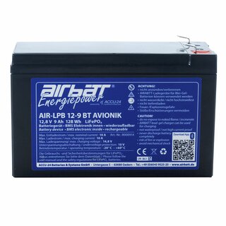 AIRBATT Energiepower AIR-LPB 12-9 BT AVIONIC 12V 9Ah LiFePO4 avionic battery